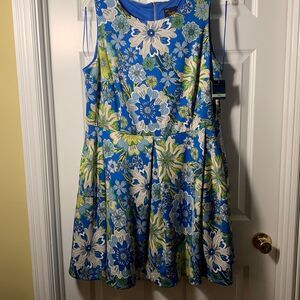 Just Taylor 18W sleeveless blue & green floral dress